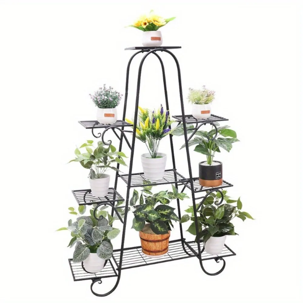 Multilayer Metal Plant Stand 9 Tiered Shelf Unit Garden Patio Display Rack