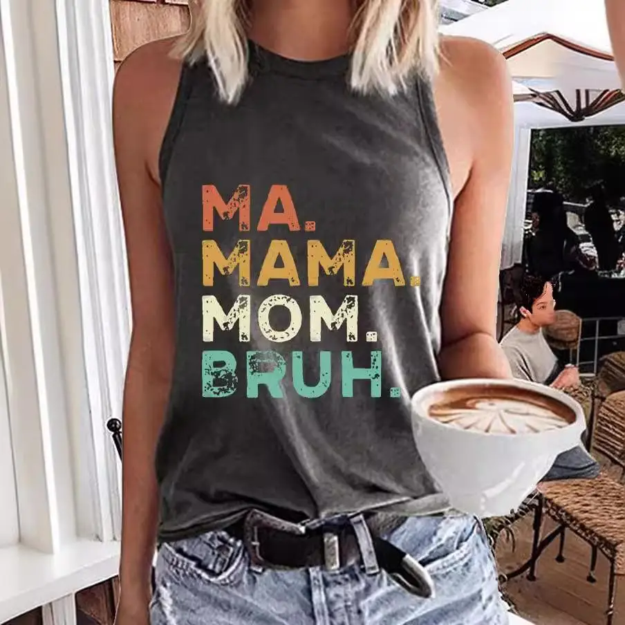 

Mama irt Mom Clothing Print Women's Summer Ne Casual Faionable And Comfortable Mid-Aged And ly Women's Wear