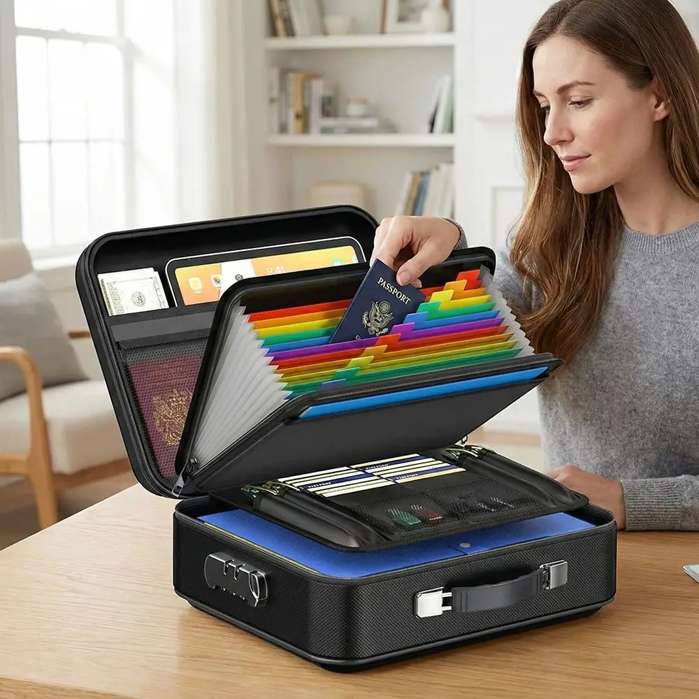 Fireproof Fireproof File Box Water Resistant Password Lock File Security Bag Wear-resistant Waterproof Files Briefcase