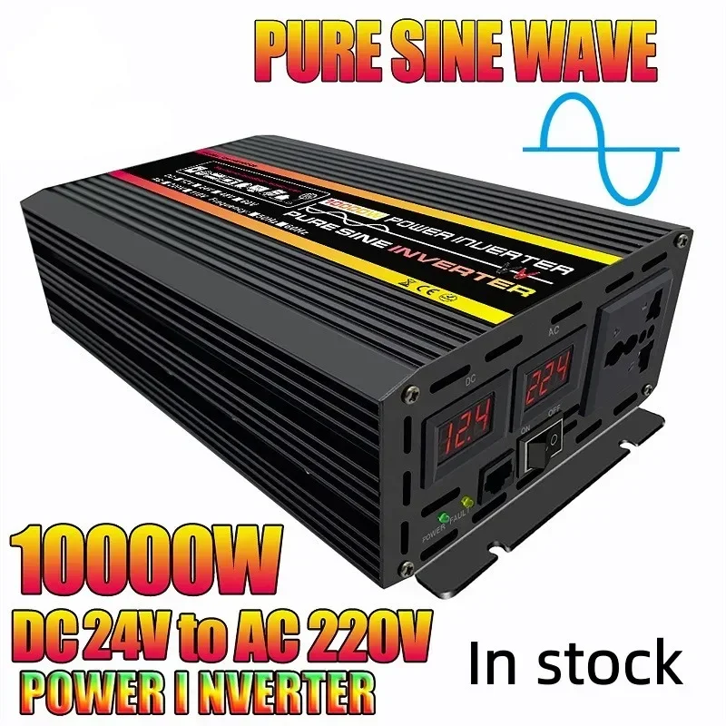 LCD Display Power Inverter Pure Sine Wave Solar System AC 12V 24V To DC 110/220V Converter Outdoor RV Car Campig Inverter 10000W