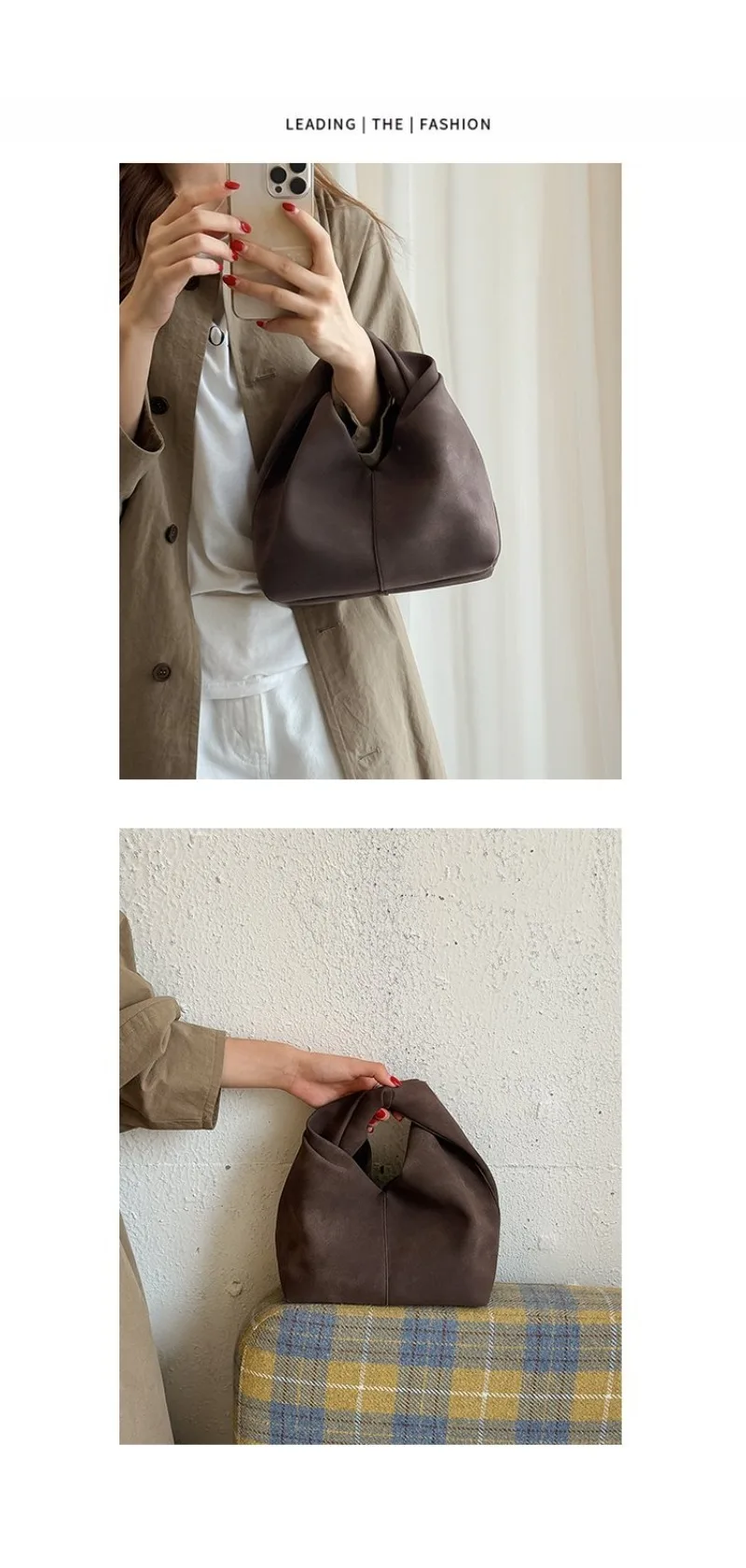 CEEKAY Wildleder-Handtasche im Hobo-Stil mit Perlenanhänger, Metallring, dünnem Riemen, vielseitig einsetzbar für den Alltag, Pendeln und Freizeit, große Kapazität – Detail 8