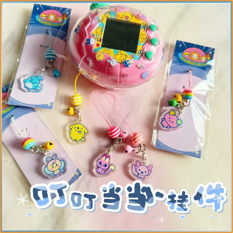 

2026 New Tamagotchi Style Charm Paradise Greenery Edition Decorative Phone Strap Keychain With Small Bell Toy Gift For Fans