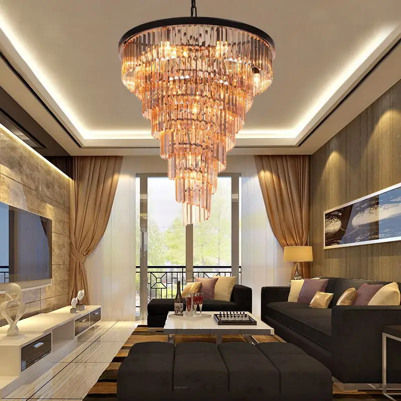 Lampu Gantung Kristal RH Amerika Lampu Ruang Tamu Vila Lobi Hotel Lampu Gantung Kamar Tidur Langit-langit Kelas Atas Mewah