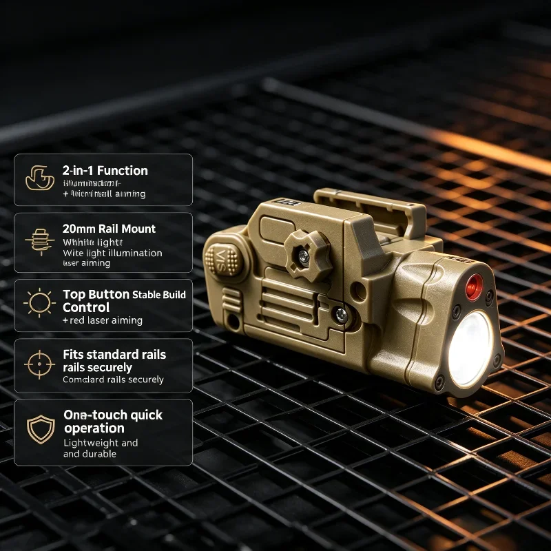Hobby Modification Rail Flashlight Mini Size White Light Accurate Red Dot Laser One Touch Operation