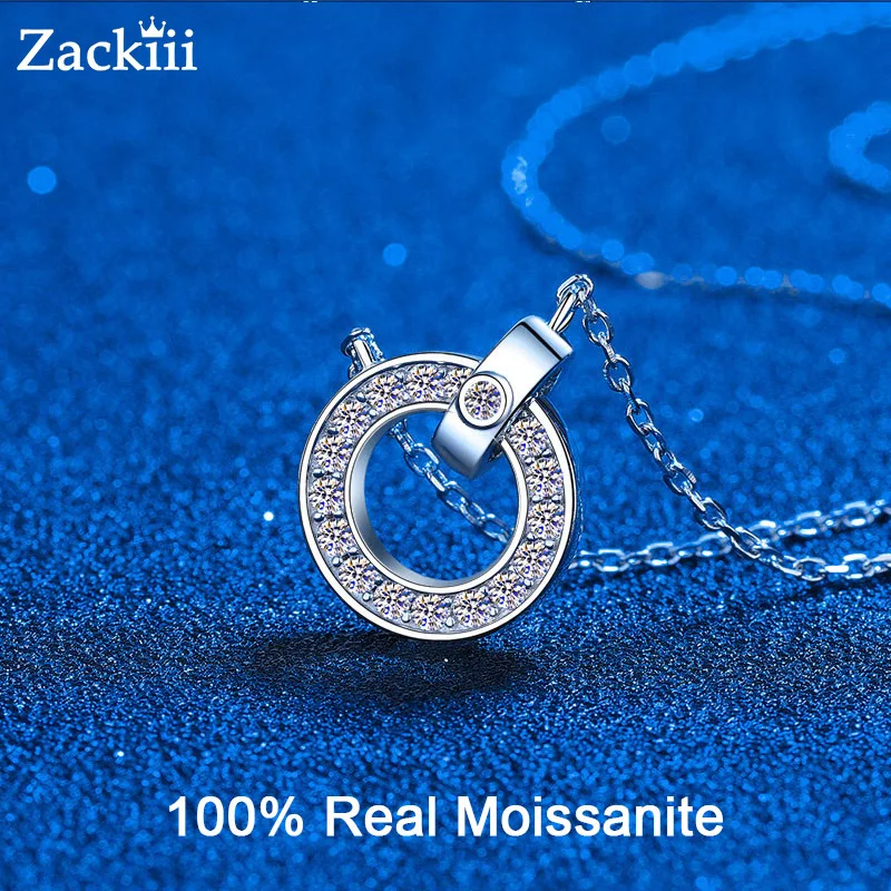 

Zackiii 925 Sterling Silver 0.45CT Moissanite Pendant Necklace for Woman Lab Created Diamond Wedding Gifts Jewelry Anniversary