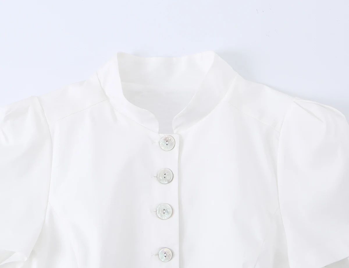 Damen Schickes Freizeit-Slim-Fit Kurzarm-Hemd KONDALA 2026 Sommer Trendiges Einreihiges Oberteil Weibliche High-Street Pendler-Hemden Top – Detail 28