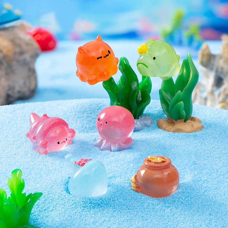 New Creative Mini Marine Animals Ornament Miniature Figurine Cute Resin Small Ornaments DIY Home Decoration Accessories Gifts