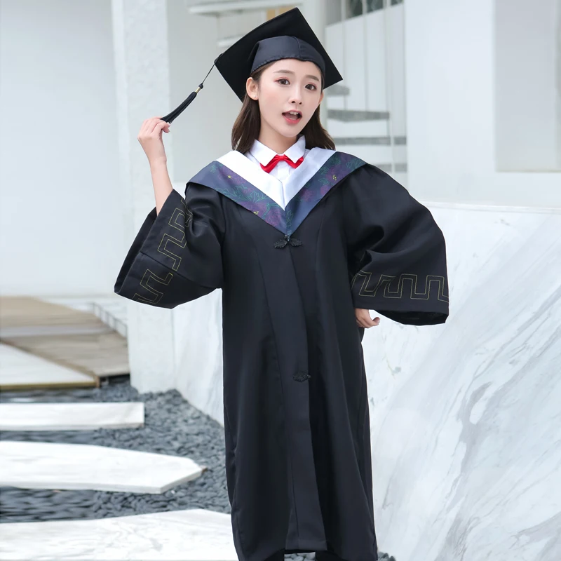 Graduatietoga Cap Kwastje Set Voor Hoge School Uniform Cosplay Student Universiteit Academische Unisex Bachelor Robe Lange Mouwen