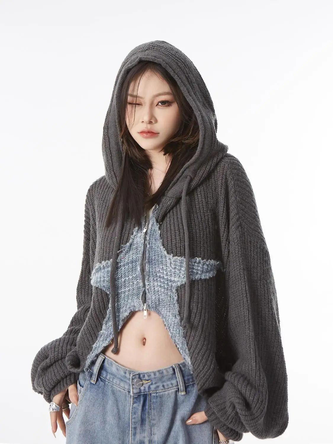 

American Retro Design Short Star Cardigan Sweater For Women In Autumn Design Lazy Style Niche Sweater Jacket