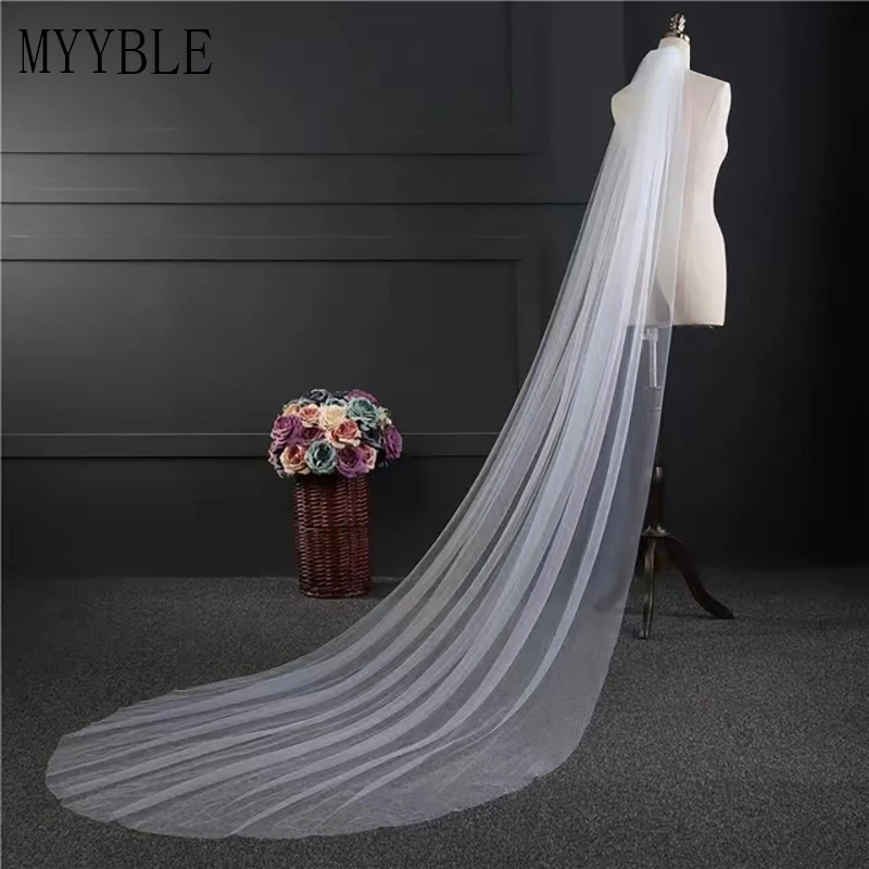 

Custom Made Cheap Real Photos 2.5M White Ivory Wedding Veil One Layer Long Bridal Veil Head Veil Wedding Accessories Hot Sell