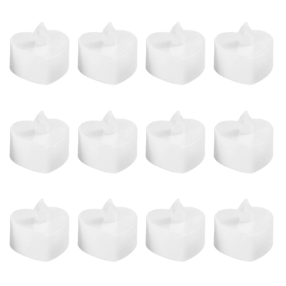 

12Pcs Heart-Shaped LED Tealight Candles Energy Efficient Operated Lights for Wedding Party Festival Holiday Decoration