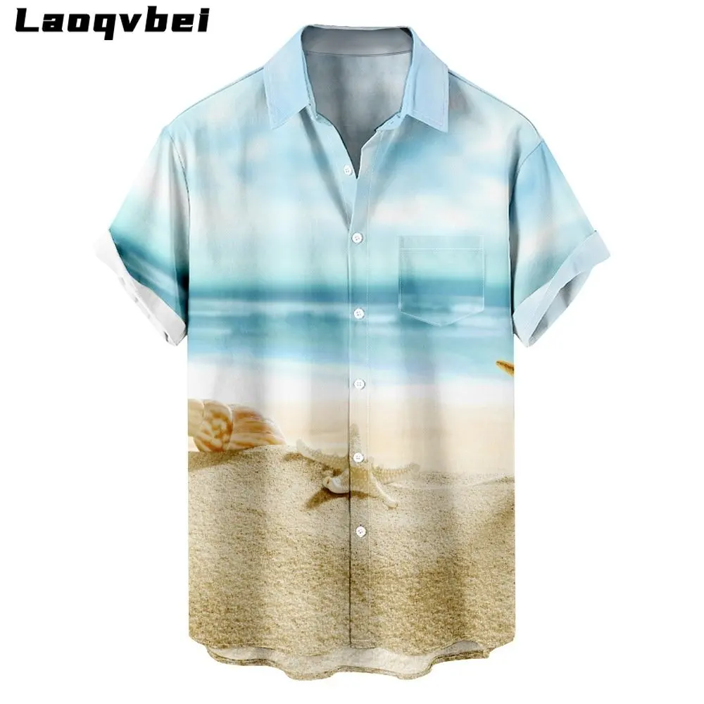 

Oversized 4XL 2023 Fashion Beach 3D Print Short Sleeve Hawaiian Shirt for Men Summer Casual Shirts Camisas Masculinas