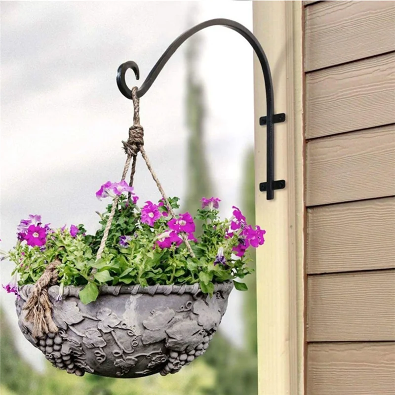 

2PCS Heavy Duty Hanging Plant Bracket, 16Inch Outdoor Wall Curved Hanging Bracket For Hanging Flower Basket, Bird Feeder-AC17