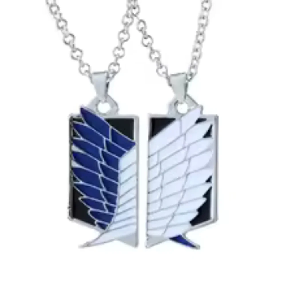 Anime Angriff Schlüsselanhänger Titan Wings of Liberty Scouting Legion Cosplay Fans Anhänger Halskette für Frauen Ohrringe Schmuck Geschenke