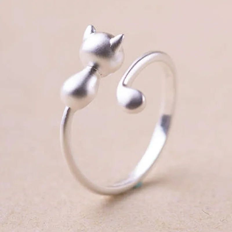 1 Piece Women Cute Animal Cat Open Ring Beautiful Finger Ring For Women Party Birthday Gift