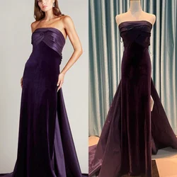 Customized Modern Style Satin Criss-Cross Straight Strapless Long Dresses Celebrity Dresses Classic Exquisite Chinese Style Eleg