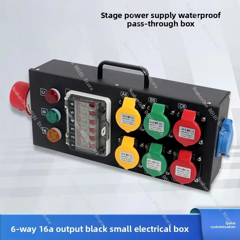 6-Way portable power supply through box stage lighting audio LED large screen performance socket distribution box cabinet