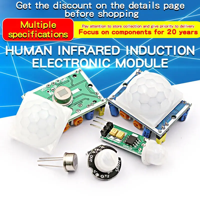 

2PCS HC-SR501 RD-624 Human Body Induction Module PIR Module Infrared Module Pyroelectric Human Body Infrared Sensor Module