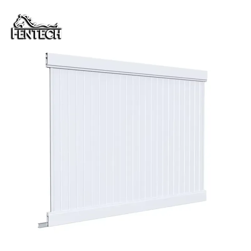 Fentech Manufacture Supply 6X8 Foot White Plastic PVC Vinyl Full Privacy Fence Panels With 5