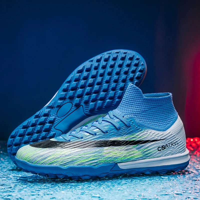 Men's Ultralight High Ankle Soccer Shoes Non-Slip Indoor Football Boots Outdoor Sports Futsal Shoes