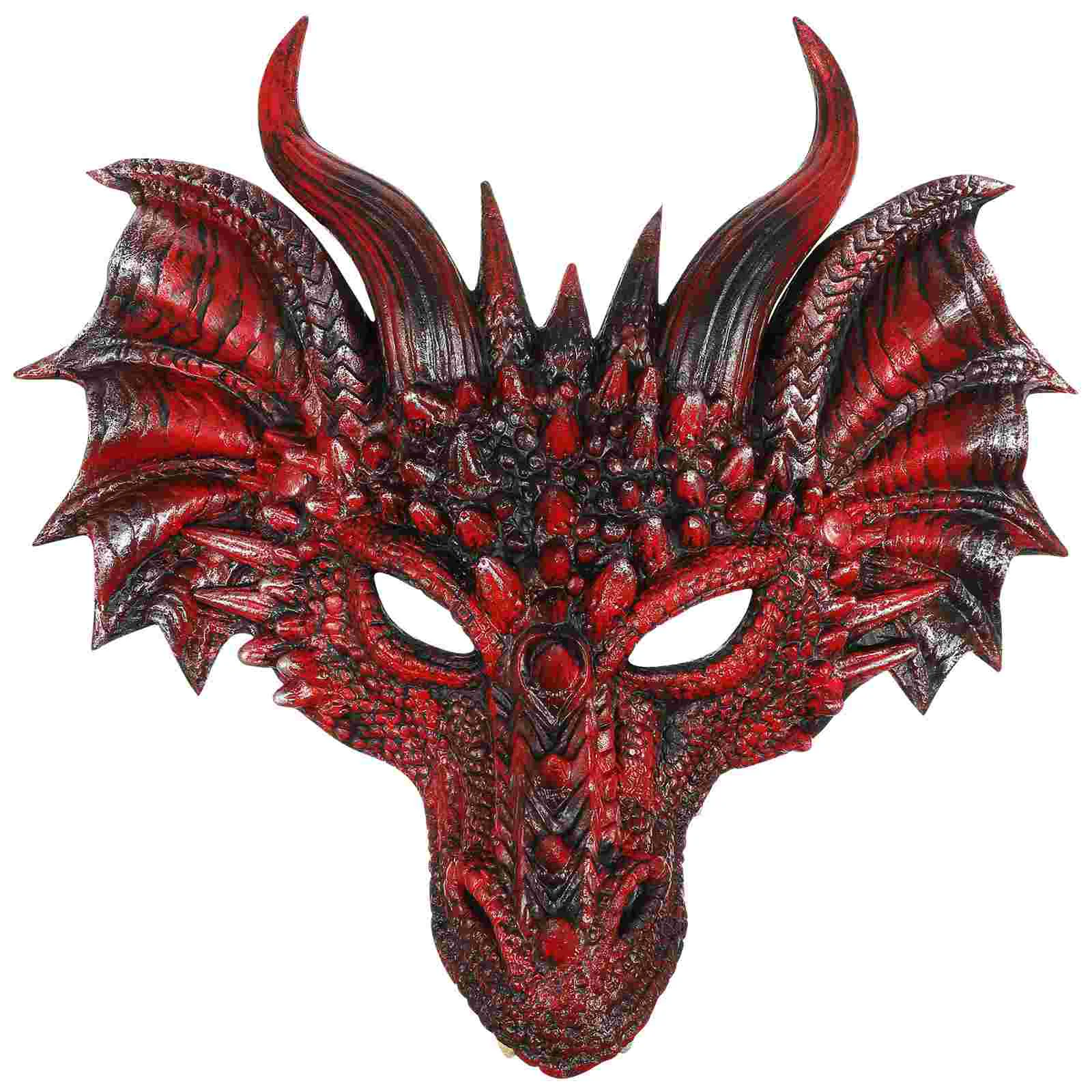 Cosplay Draak Zwart Rood Masker Gezicht Horror Maskers Maskerade voor Mannen Pu Halloween Kostuum