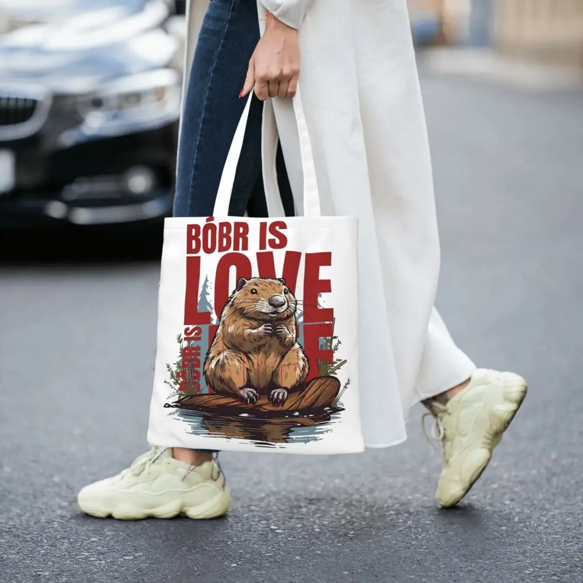 Women Men Polish Beaver Moment Bobr Is Love Bobr Is Life Tote Bags Large Capacity Bober Kurwa Grocery Bag for Shopping Handbags