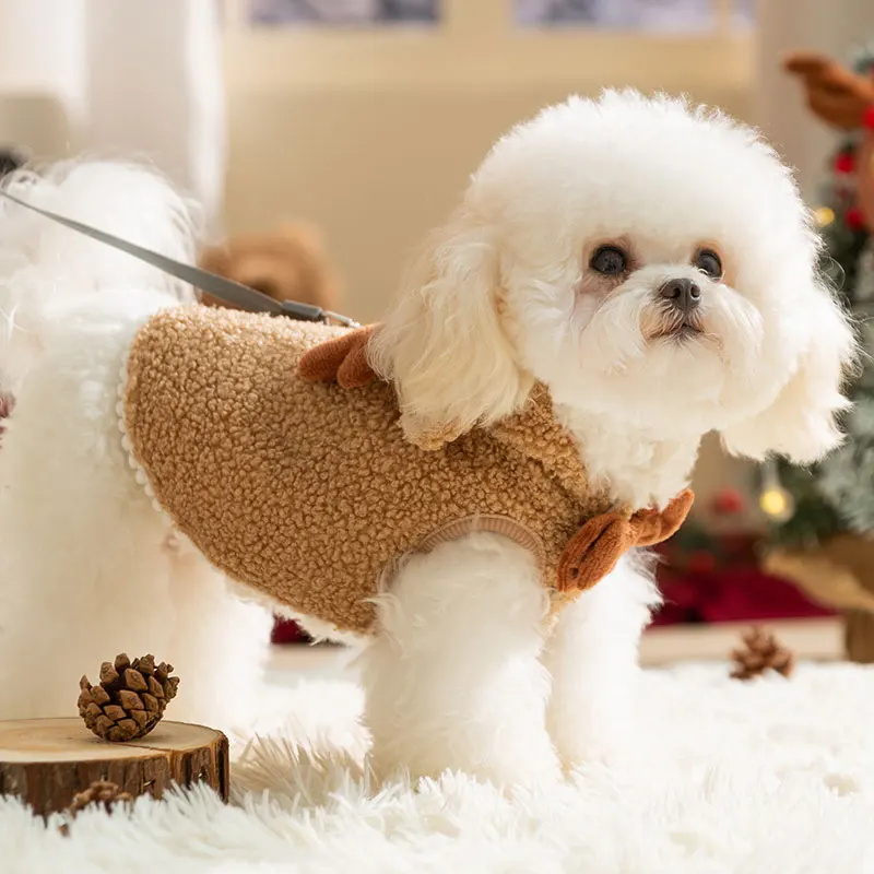 Christmas Puppy Dog Clothes Pet Spring and Autumn Teddy Bichon Frise Schnauzer Small Dog Autumn and Winter Traction Clothes