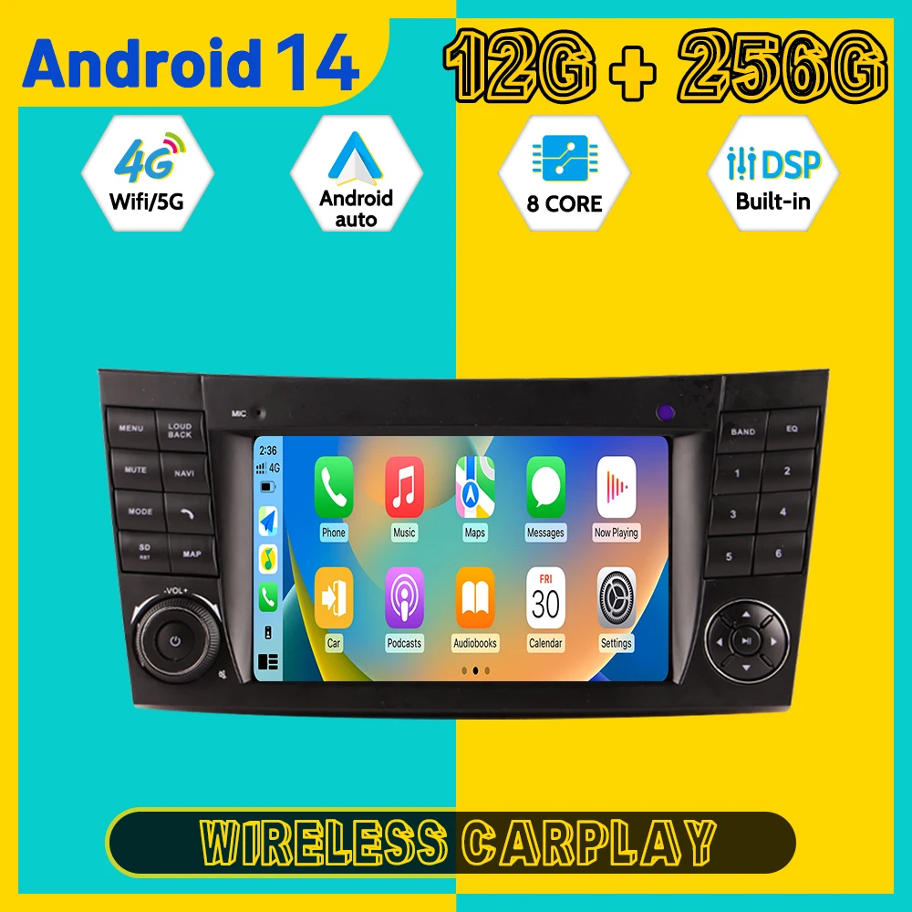 Android 14 Car Multimedia Automotive Player For Mercedes-Benz E Class 2005~2008 Carplay GPS Navigat Car Radio Reciever Head Unit