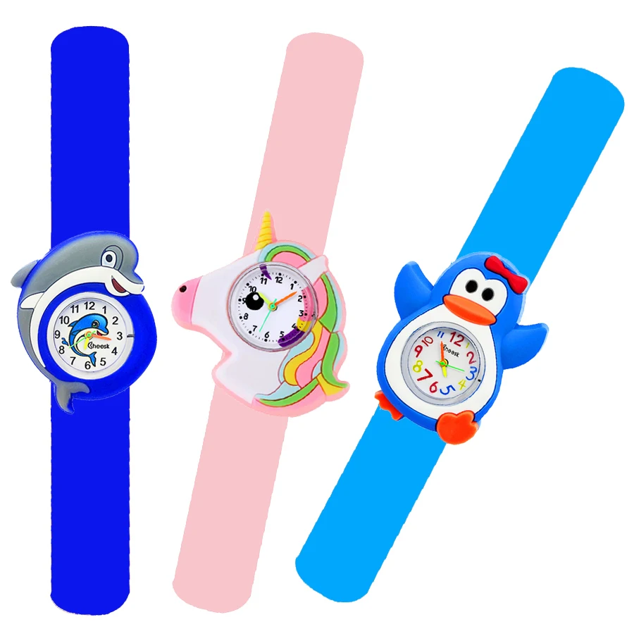 Boys Girls Watches Children Kindergarten Party Gift Toy Digital Electronics Wristwatch Slap Bracelet Clock Cartoon Kids Watches