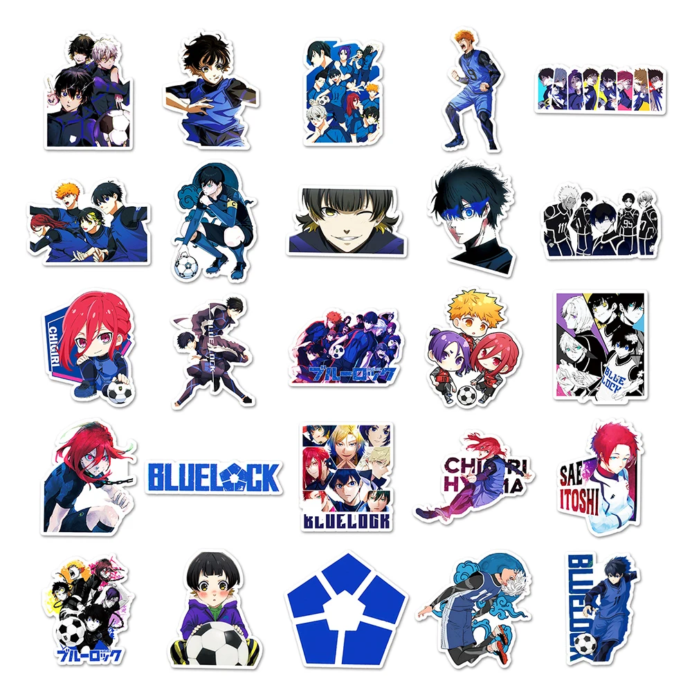 10/30/50 pçs anime japonês azul bloqueio adesivos isagi yoichi itoshi sae decalques dos desenhos animados diy portátil guitarra telefone bicicleta mangá adesivo
