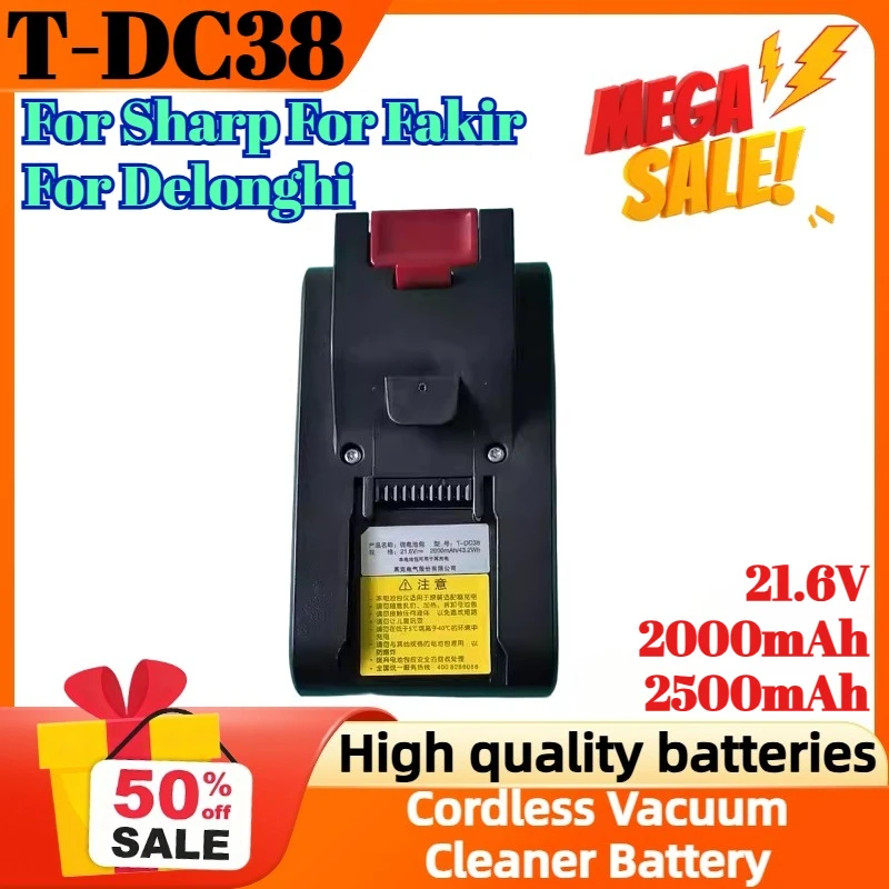 

T-DC38 21.6V 2000mAh 2500mAh Rechargeable Battery for Sharp for Fakir for Delonghi Cordless Vacuum Cleaner Lithium-ion Battery