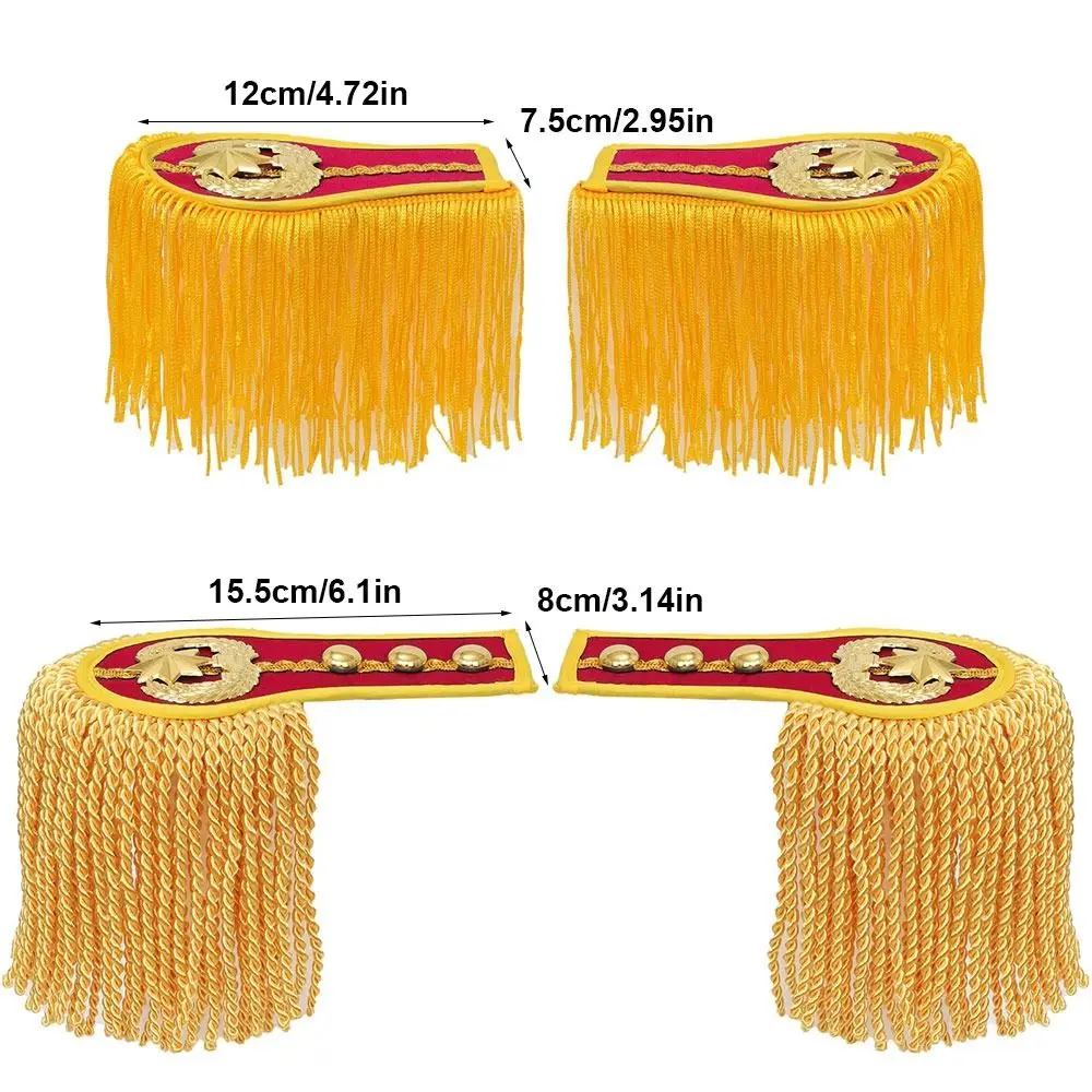 1Pair Multipurpose Shoulder Pad Epaulettes Colorful Brooch Board Tassel Fringe Epaulets With Buckle Jackets Overcoats Epaulett