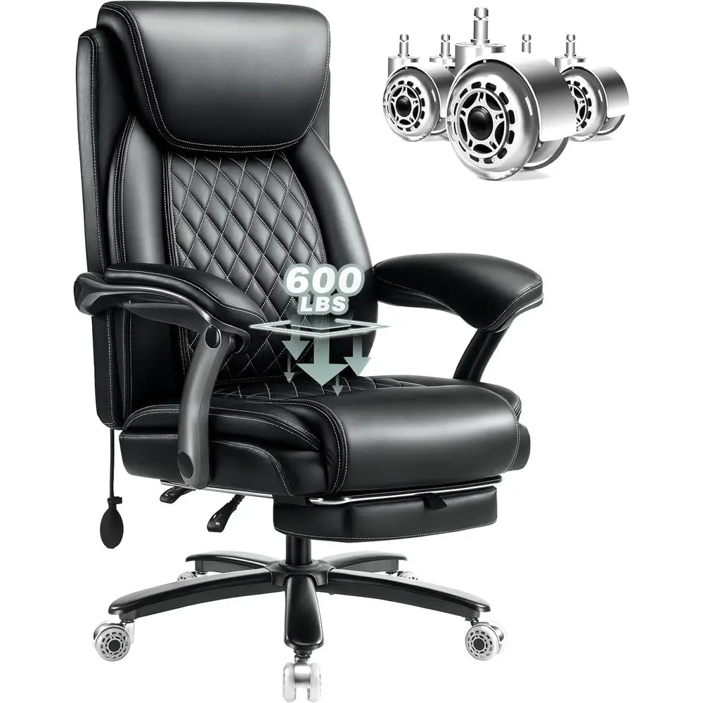 

Ergonomic Heavy-Duty Reclining Big & Tall Office Chair with Footrest, Adjustable Lumbar Support and High Back for Comfort