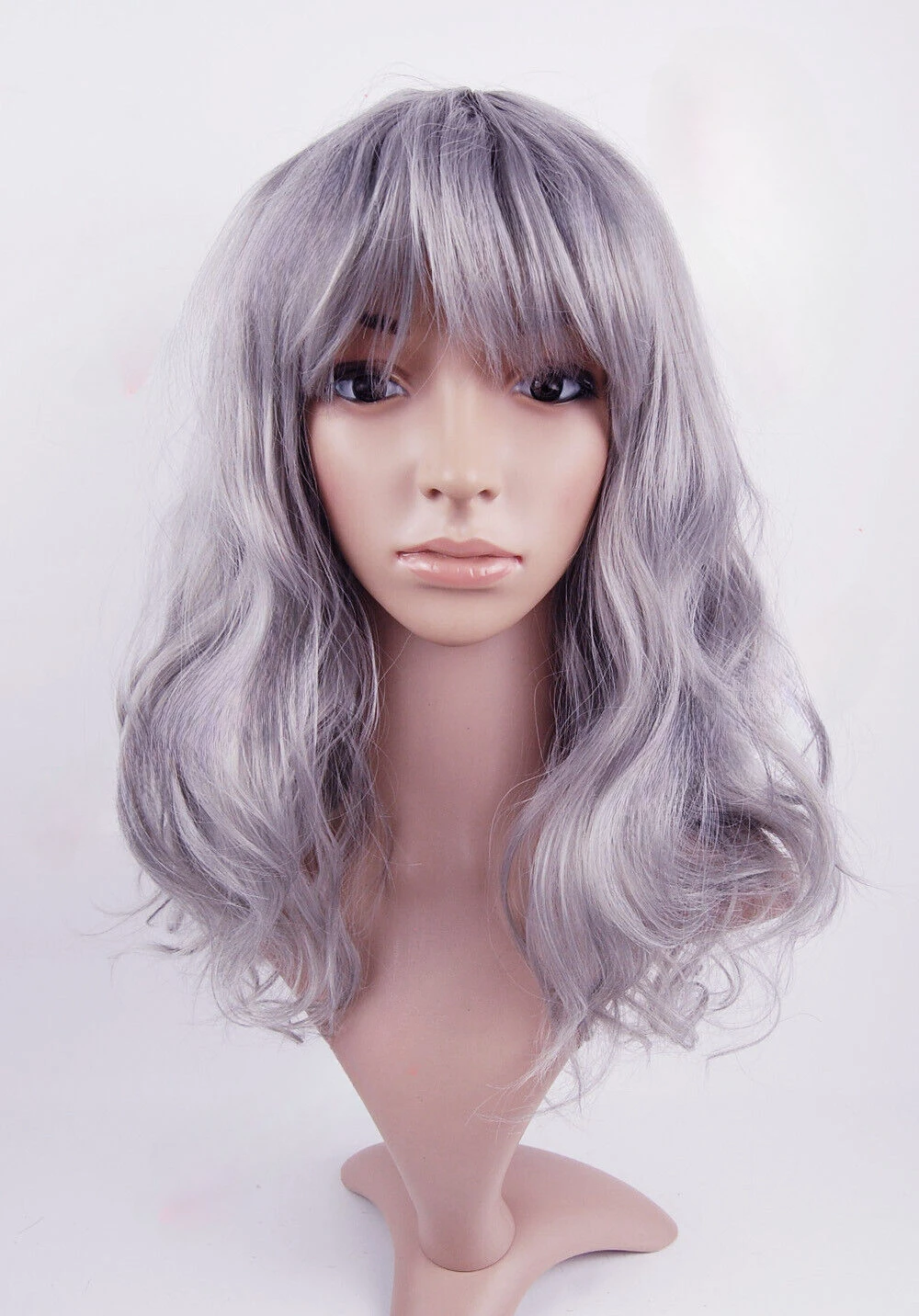 

Silver Grey Medium Length Wavy Wig