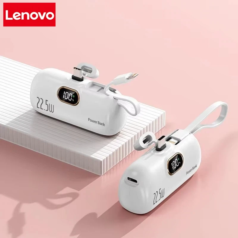 Lenovo Praktische Mini-Powerbank 30000 mAh, tragbar, schnelles Aufladen, geeignet für iPhone 16 15 14 Samsung Xiaomi Externer Akku 9