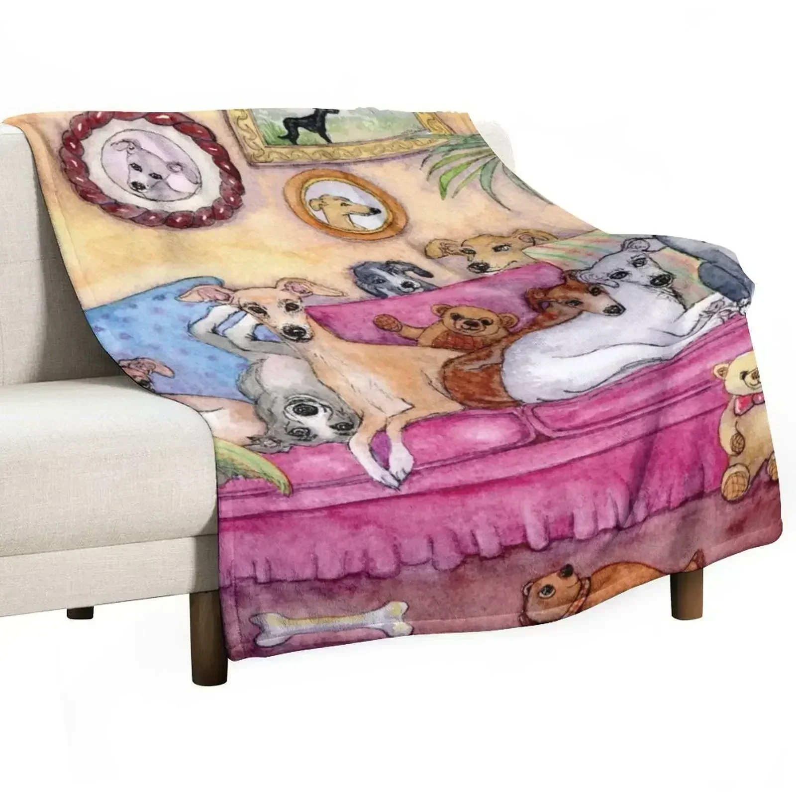 

Greyhound and whippet dogs claim the sofa as their own Throw Blanket Thin Stuffeds Blankets