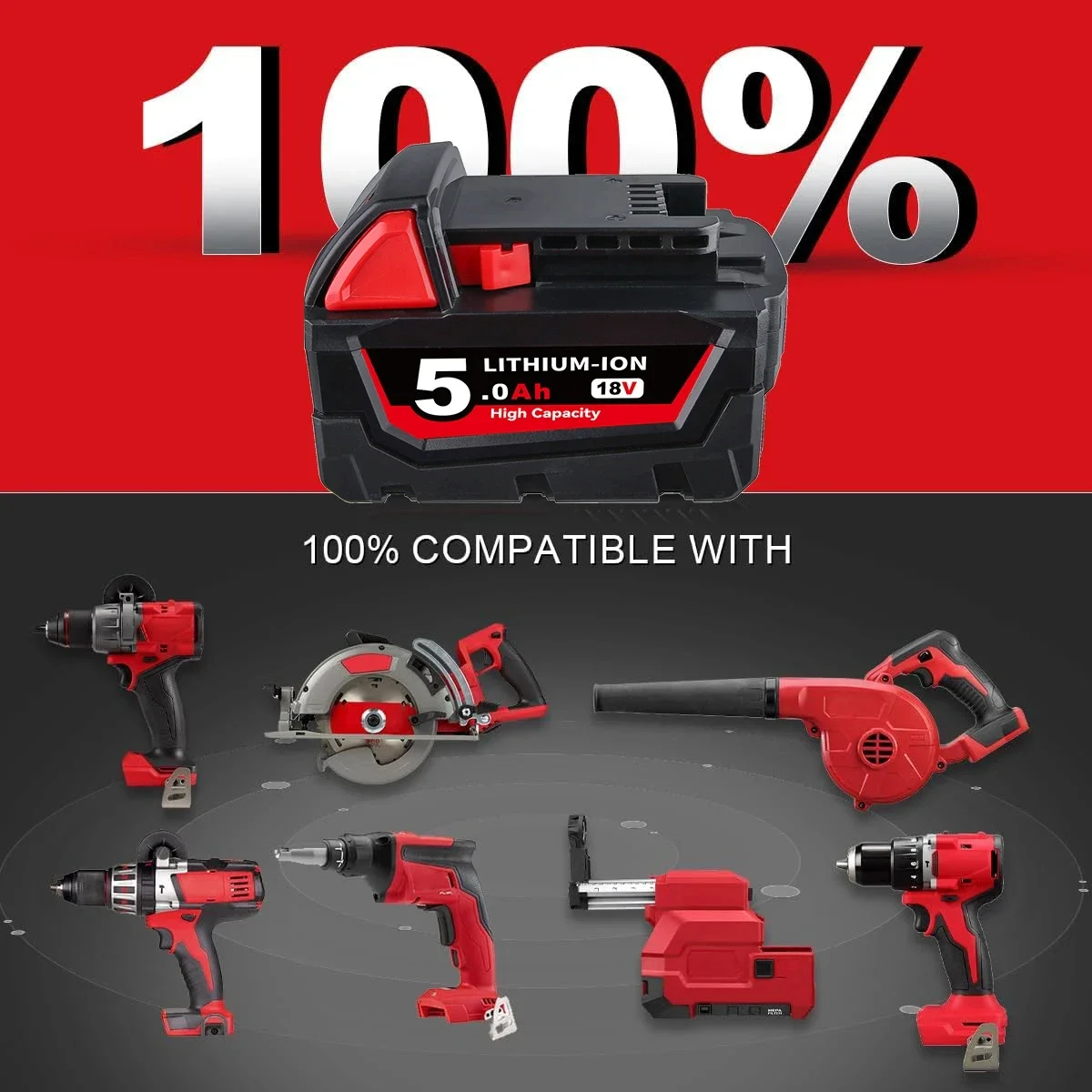 فانون 1/2/4 قطعة M18 5.0Ah 18 فولت استبدال ليثيوم على أداة السلطة بطارية دبوس استبدال لميلووكي 18 فولت 48-11-1815 48-11-1850 48-11-1860 #5