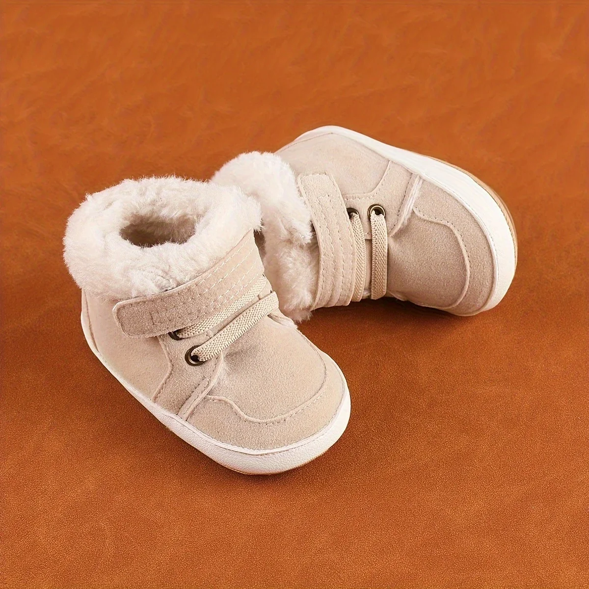 Winter 0-12 Months Baby Solid Color Versatile Warm Cotton Shoes Soft Rubber Sole Soft and Comfortable Baby Walking Shoes