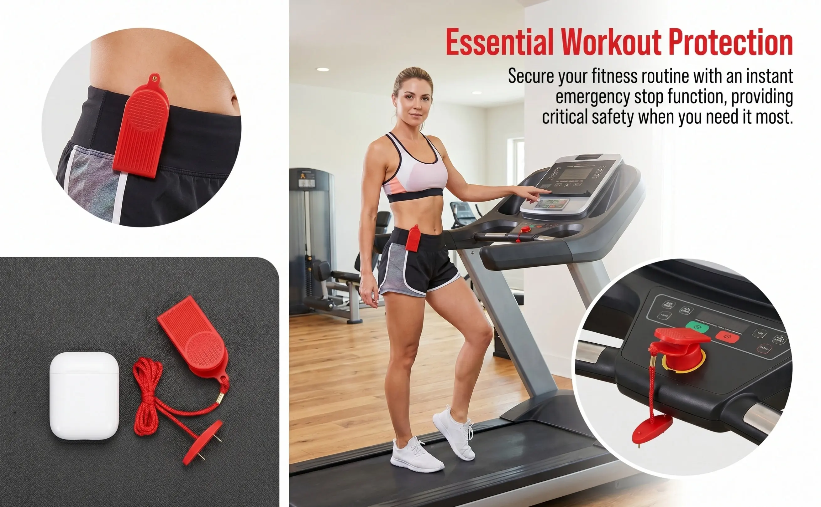 Treadmill Emergency Stop Dual Insert Safety Key Replacement Start Key Fitness Equipment Accessories for Treadmill