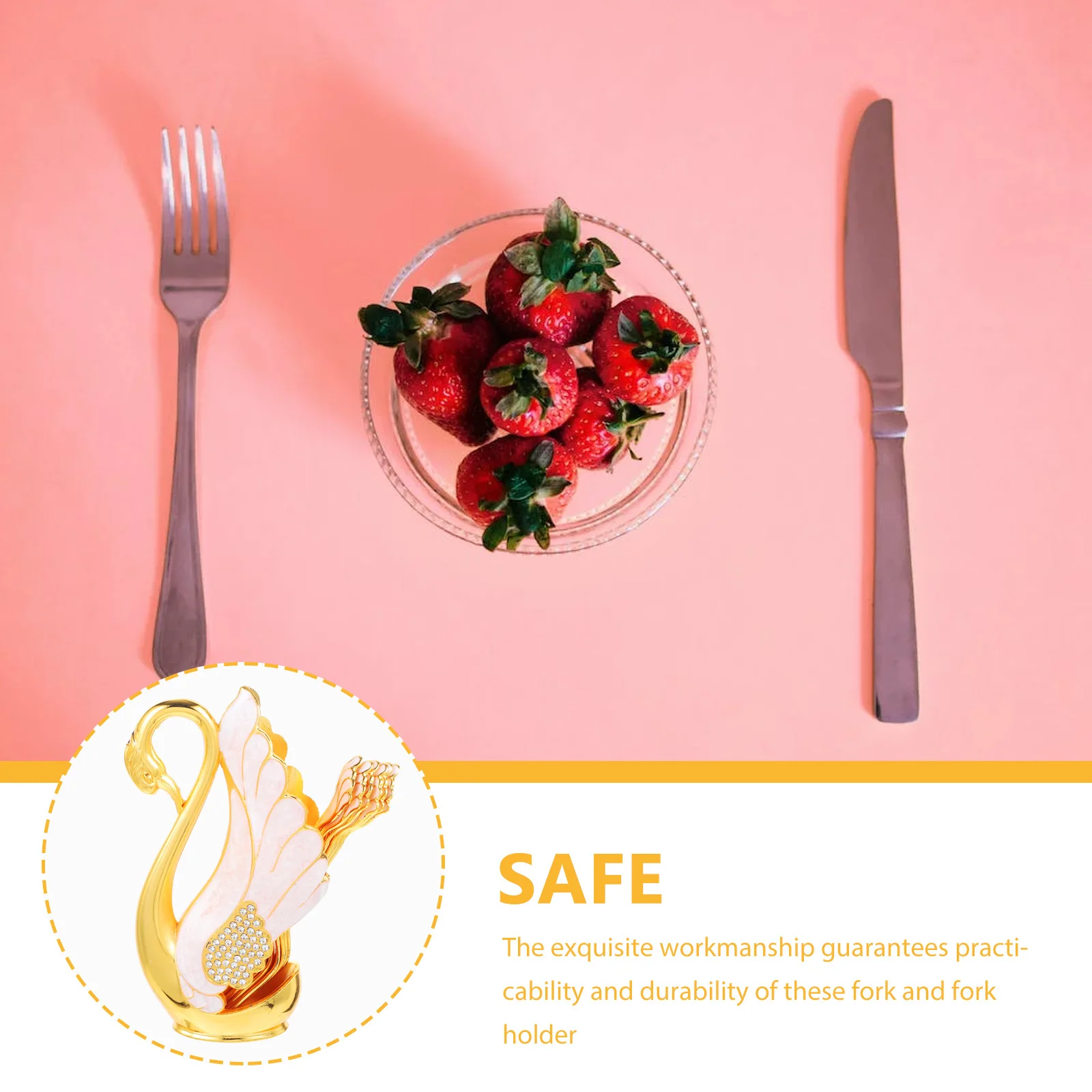 

1 Set Swan Fork Holder Metal Dessert Fork Storage Rack Kitchen Home Supplies Decorative Forks Set Spoon Holder Coffee