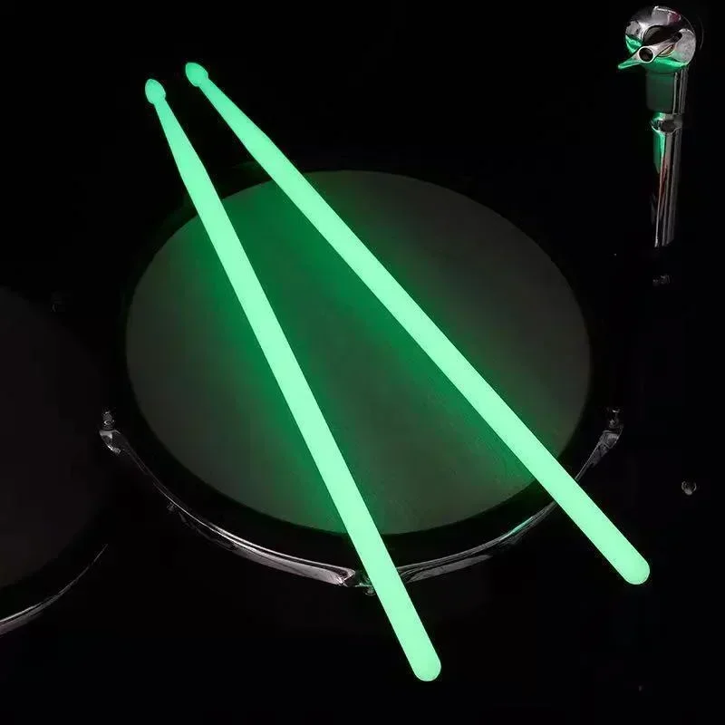 1Pair 5A Luminous Drum Stick Nylon Fluorescent Drumsticks Glow in The Dark Musical Instruments Stage Performance Drumsticks