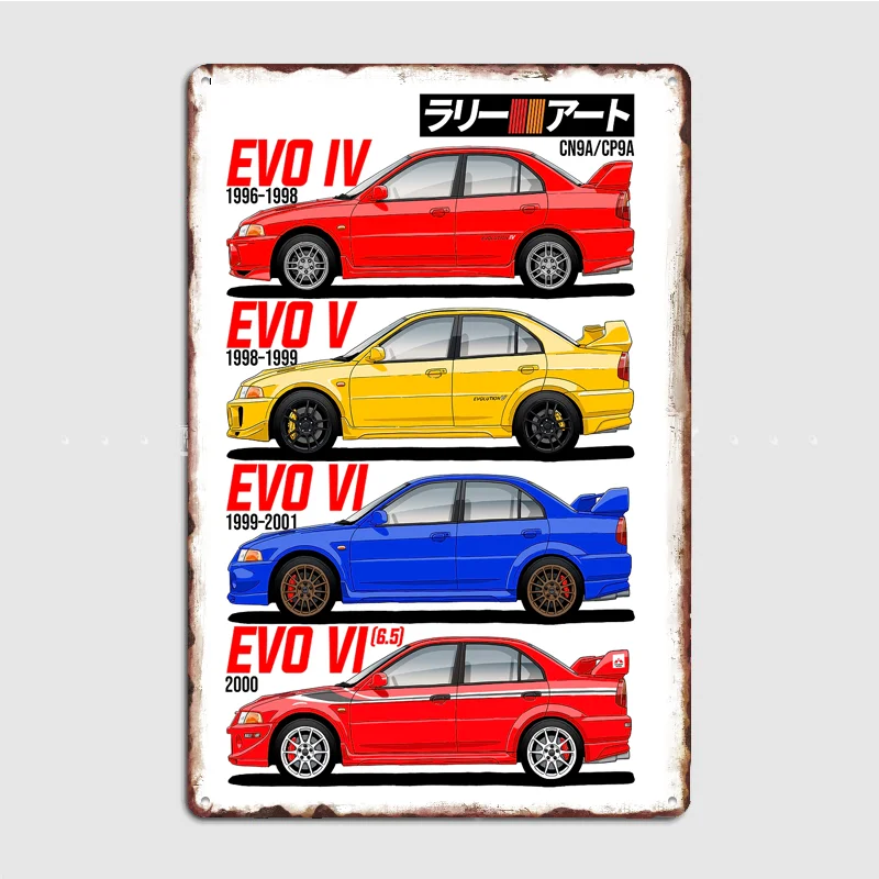 Lancer Evolution IV-VI Classic Car Metal Poster Sign Bar Club Custom Pub Bedroom Indoor Wall Decor Tin Room Decor Home Decor