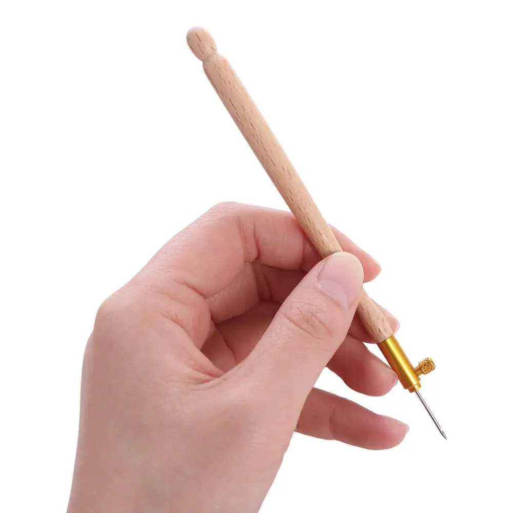 Wooden Handle Embroidery Needles Knitting Hook 3 Needles Crochet Needles Multi Size Cross Stitch Needles Beaded Embroidery view 2