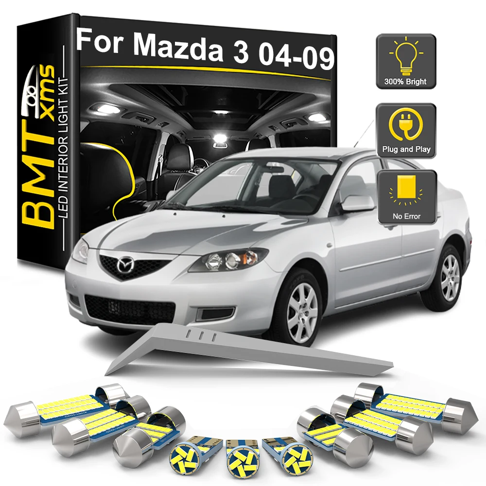 

BMTxms 8 шт. для Mazda 3 BL Mazda3 2004 2005 2006 2007 2008 2009 комплект светодиодных лампочек для внутреннего освещения автомобиля, светодиодный купольный светильник для багажника