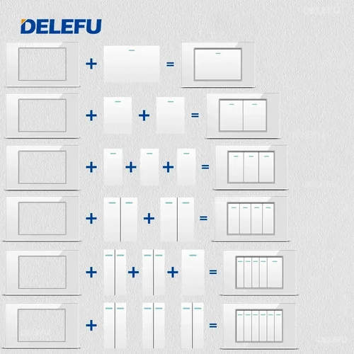 Imagen 2 del producto DELEFU Brasil Italia EE. UU. UE estándar combinación libre interruptor blanco DIY 118mm * 72mm