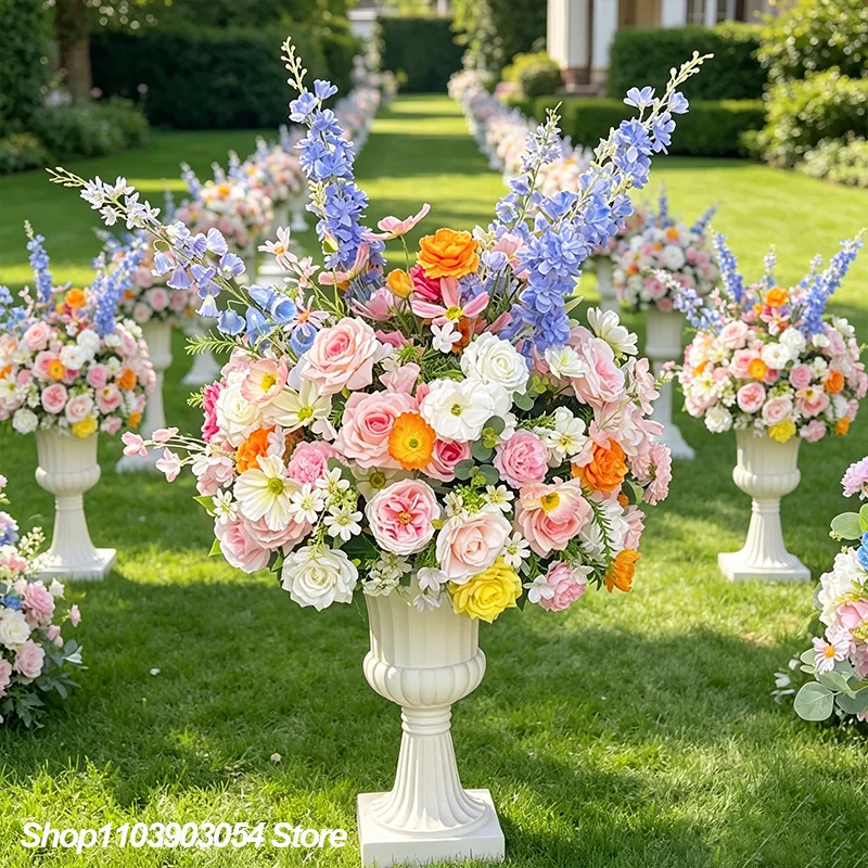 80 bis 30 cm Luxuriöse Hochzeitsdekoration Tischmittelstücke Blumenball Künstliche Rose Delphinium Großer Blumenball Event-Display-Requisite – Detail 9