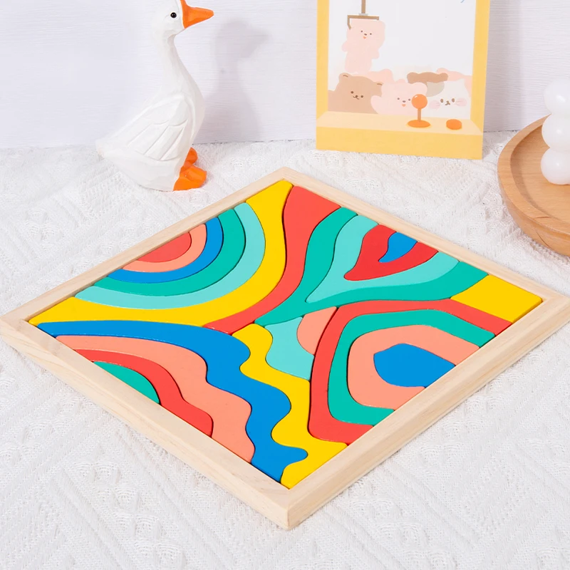 3D kreative Regenbogen-Elementarbausteine, Puzzle-Stapelspielzeug, Holzspielzeug für Kinder, Weihnachtsgeschenke/Ornamente