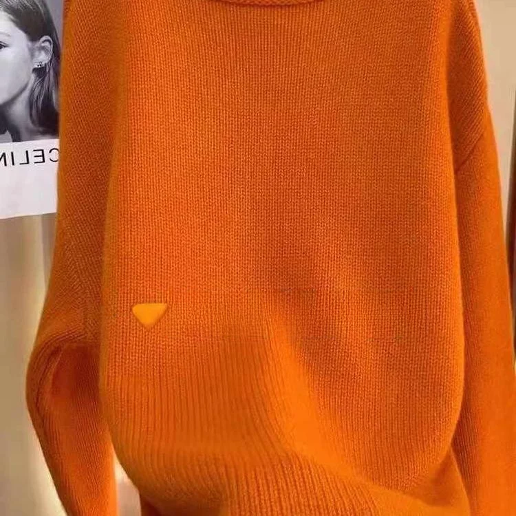 

Extra Large Size 300 Pou Loose Knitted Sweater Women's Spring Autumn Lazy Sle Soft Long Sve Overhead Orange Yarn Sweater