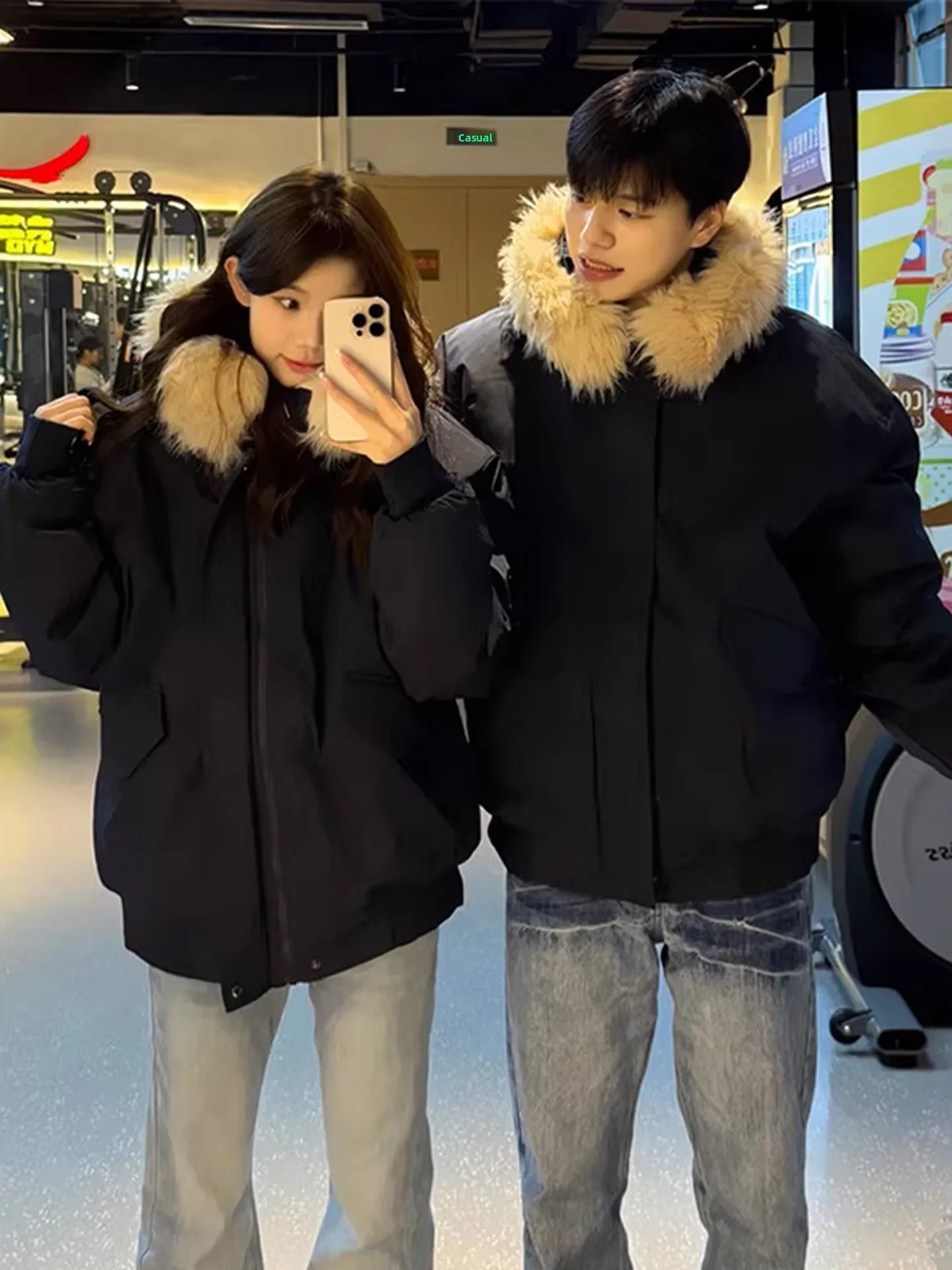 

Thickened American Style Hooded Parka Cotton Jacket Men's Winter Warm Large Fur Collar Cotton Coat High Quality Couples Cotto...