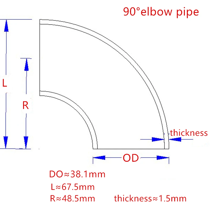 Od38mm 1,5mm Rohr Edelstahl Sanitär schweiß ung 90 Grad Winkel rohr verschraubung Homebrew